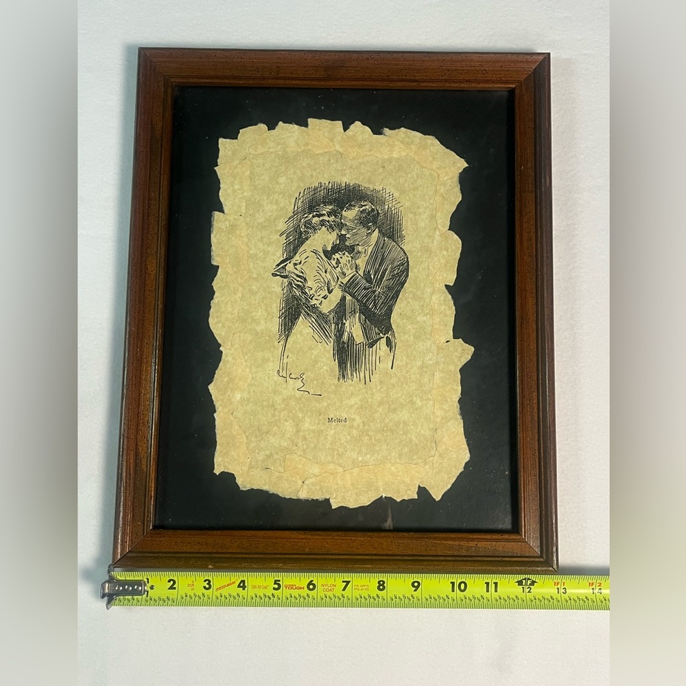 Vintage C Allan Gilbert “Melted” Framed Romantic Couple Art 1900s Signed - Picture 5 of 10